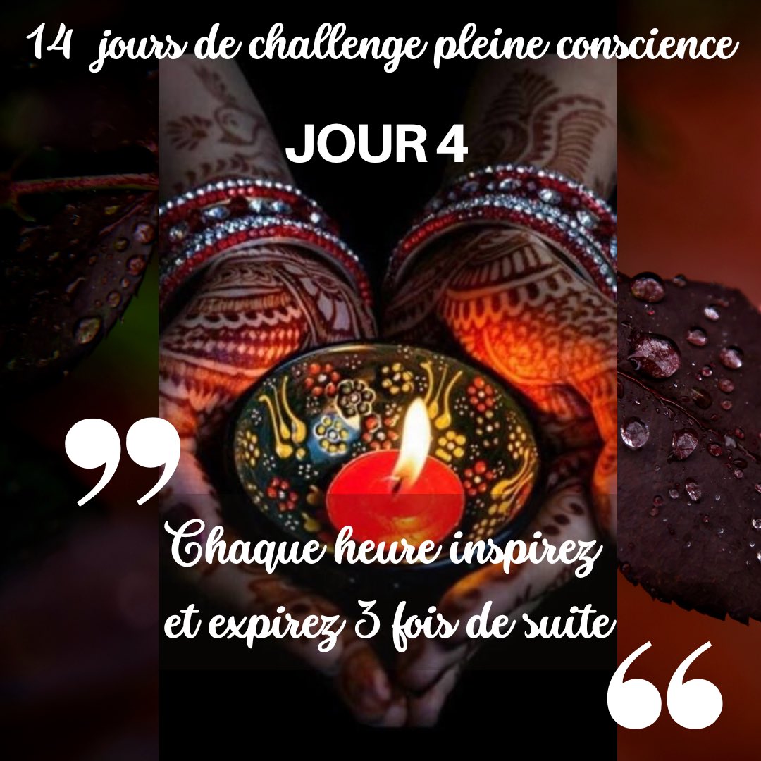 minute_zen's tweet photo. Challenge pleine conscience-jour 4
Inspirez et expirez 3 fois de suite.
Cette pratique permet réduire le stress, garder son calme et sa sérénité.🧘🏼♀️🧘🏾
Très belle journée les #zen #twittonautes 💕💕💕
#bonheur #respiration #coherencecardiaque #detente #sérénité #calme #bienetre https://t.co/jVZiq13OvZ