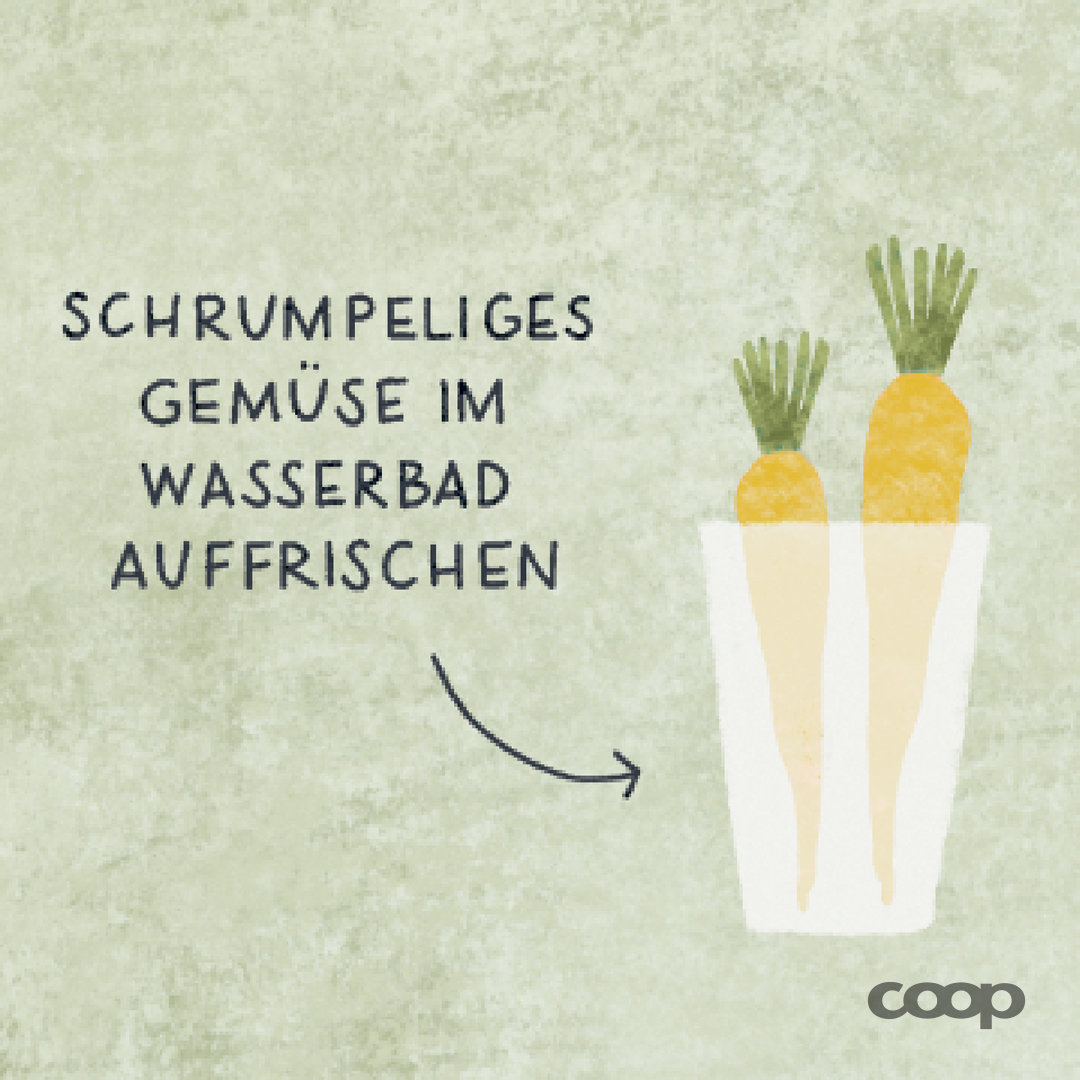 coop_ch's tweet photo. Resten los! Schrumpeliges Gemüse könnt ihr einfach ins Wasserbad legen. So wird das Gemüse wieder knackig. Mehr Tipps und Tricks zur Vermeidung von Foodwaste hier: https://t.co/nkBlbXkHWf  #CoopCH #NoFoodwaste #Tipp https://t.co/5HZKMOzwai