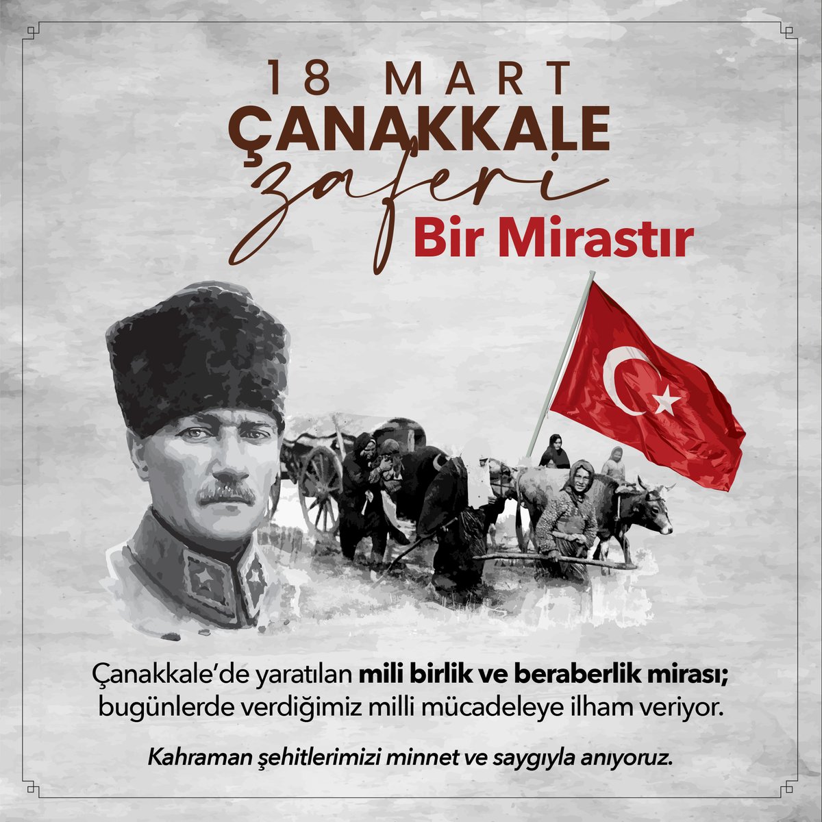 Çanakkale'yi bize miras bırakan kahraman şehitlerimizi saygıyla ve minnetle anıyoruz...

#18Mart #ÇanakkaleZaferi #GürsoyFındık