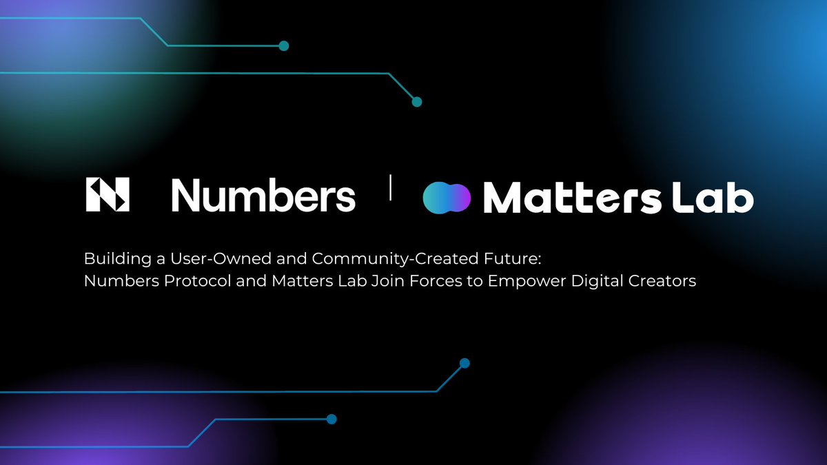 numbersprotocol's tweet photo. 📢New Ecosystem Partnership: Numbers x @MattersLab 

With our synergy of #decentralized adoption like @IPFS ,  we're empowering #creators with full #ownership and #control over their #content.

A #revolution of create, store, share, and #monetize ! 🤝

👉https://t.co/5WWYO31lrn https://t.co/OFPOlLv2cD