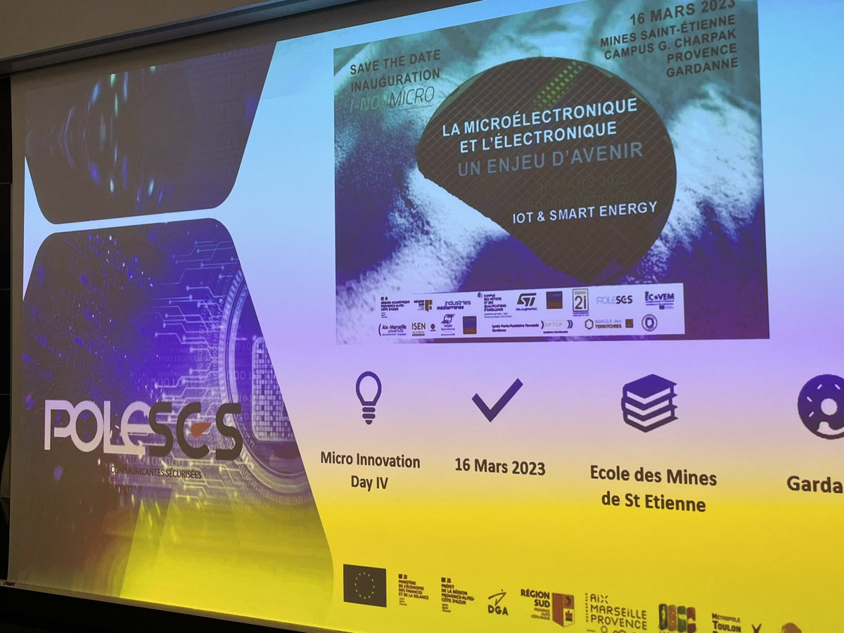 jacquesfayolle's tweet photo. #microelectronique @MINES_StEtienne accueille le 4e Micro Innovation Day sur le @CampusCharpak
#iot smart #energy
@IMTFrance
@Pole_SCS
https://t.co/QLfa8duiU0 https://t.co/bcfs65L0qU