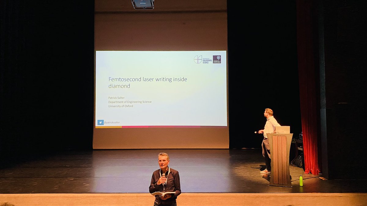 Session Chair Prof. Etienne Gheeraert opens the first Thursday session on Advanced Processing with an invited presentation of Dr Patrick Salter of <a href="/UniofOxford/">University of Oxford</a> . #SBDD27 #diamond 💎