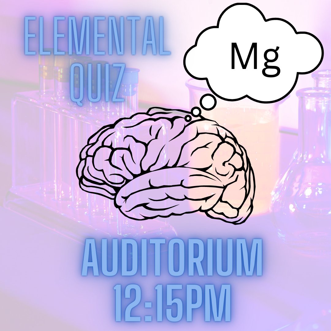 DowneHouseSTEM's tweet photo. We are back with a bang on Thursday and the news gets even better. 

Mr. Reynolds will be hosting the annual element symbol memory quiz in the MC auditorium from 12:15pm. Surely no one knows more symbols than him? Surely?

#STEMResidency
#DHlovesSTEM

@DowneHouse https://t.co/HgPBvJcLPd