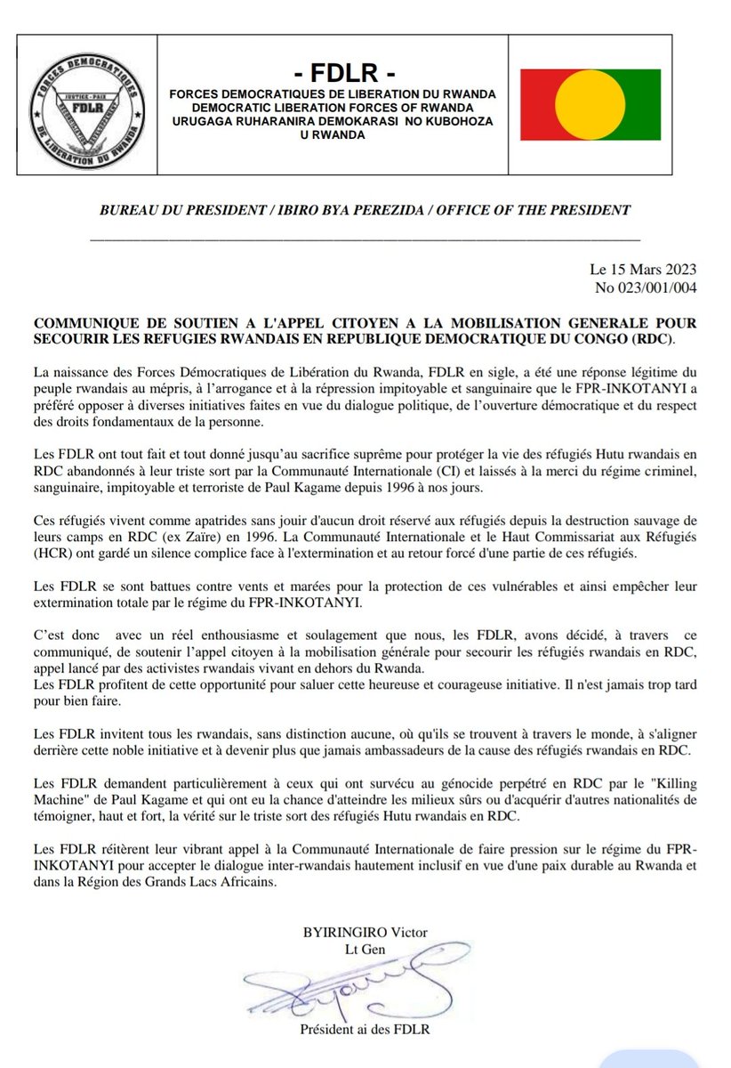 #FDLR ou <a href="/fduInkingi/">fdu Inkingi</a>.... Des génocidaires certifiés, en-têtés par un pays irresponsable et son armée osent lever la voix et se présenter comme réfugiés et apatrides alors que le monde entier doit les traquer, les arrêter et les soumettre à la justice.