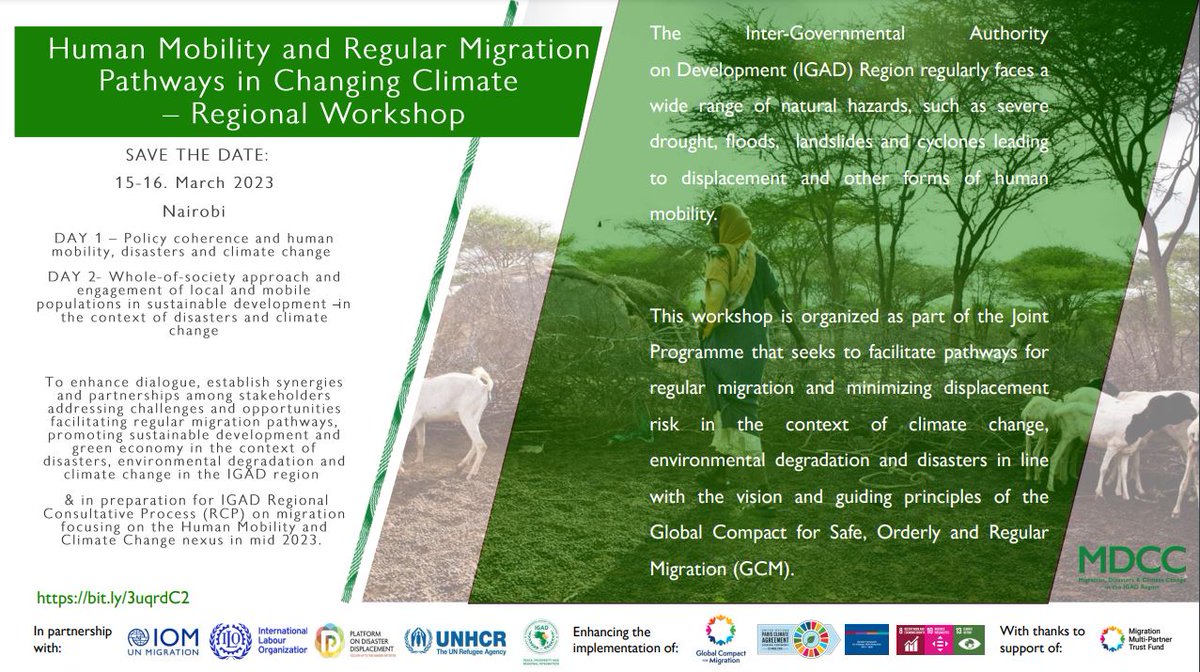 IOM_MECC's tweet image. 📢Join the second day of the Regional Workshop for a conversation on #HumanMobility &amp;amp; #MigrationPathways in the IGAD region.

➡️lnkd.in/enwFXP6J