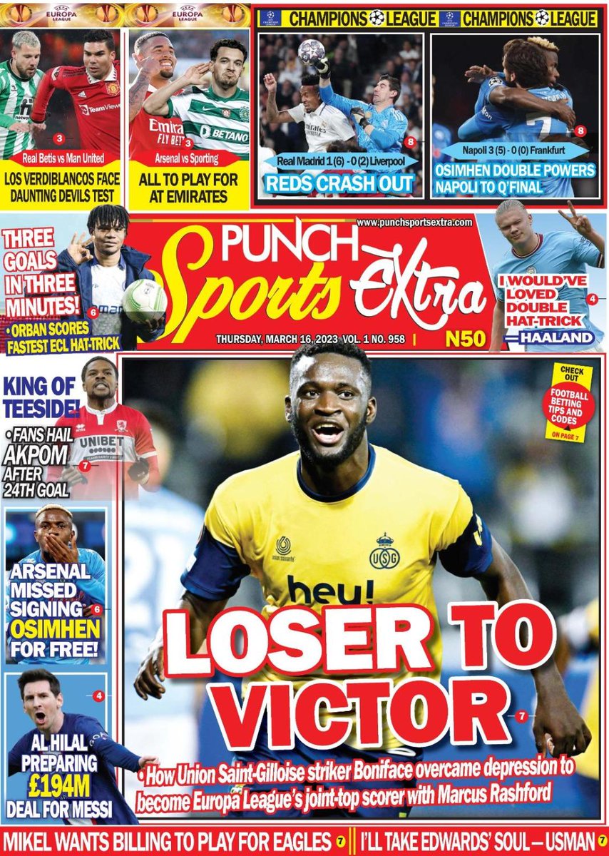 P.H_Towncrier 🔊🔊🔊 on Twitter "Nigeria frontpages 16 march 2023"