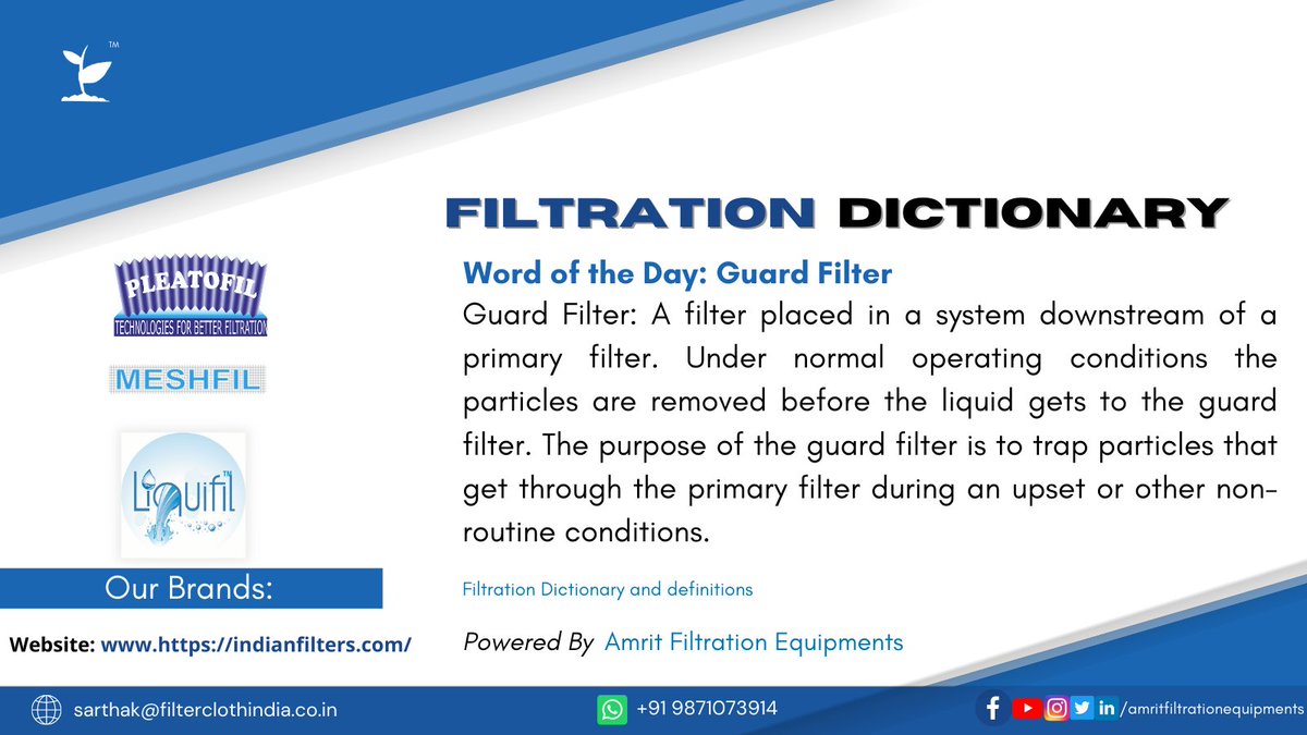 AMRIT_FILTER's tweet photo. Do you want to discuss your filtration needs with us?
Visit: https://t.co/OxsEPXhW2t
Email us at sarthak@filterclothindia.co.in
Call us on + 91-9871073914
#filtration #filtrationsolutions #filtrationdictionary #filtrationdefinition https://t.co/VNljCR3K7Z