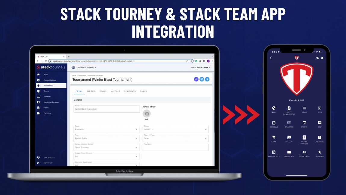 teamapp's tweet image. We are excited to announce a new integration between Stack Tourney and Stack Team App 

With a click of a button in Stack Tourney, you will be able to create a brand-new app, with your tournament data such as schedules &amp;amp; standings viewable. 

Learn more: youtu.be/BfzivYnkTiY