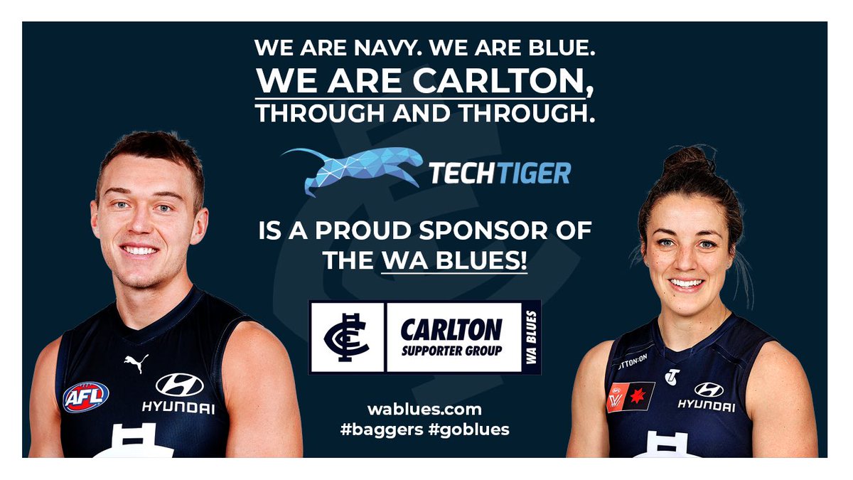 TechTigerAU's tweet photo. We are Navy. We are Blue.
We are @CarltonFC, through and through!

@TechTigerAU is a proud sponsor of @WABlues

Check out the website: https://t.co/07cjwBoNtZ

See you WA baggers at The Carlisle this afternoon!

GO BLUES!

#baggers #digitalmarketing #webdesign #carltonfc https://t.co/2k9Dna7THx