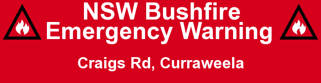 EWNAlerts's tweet photo. NSW Bushfire Emergency Warning for Craigs Rd, Curraweela. #bushfire #fire #ausfires #ewnalerts #wildfire #NSW #nswfires https://t.co/rkLGwRCE3N https://t.co/zma0plxqWl