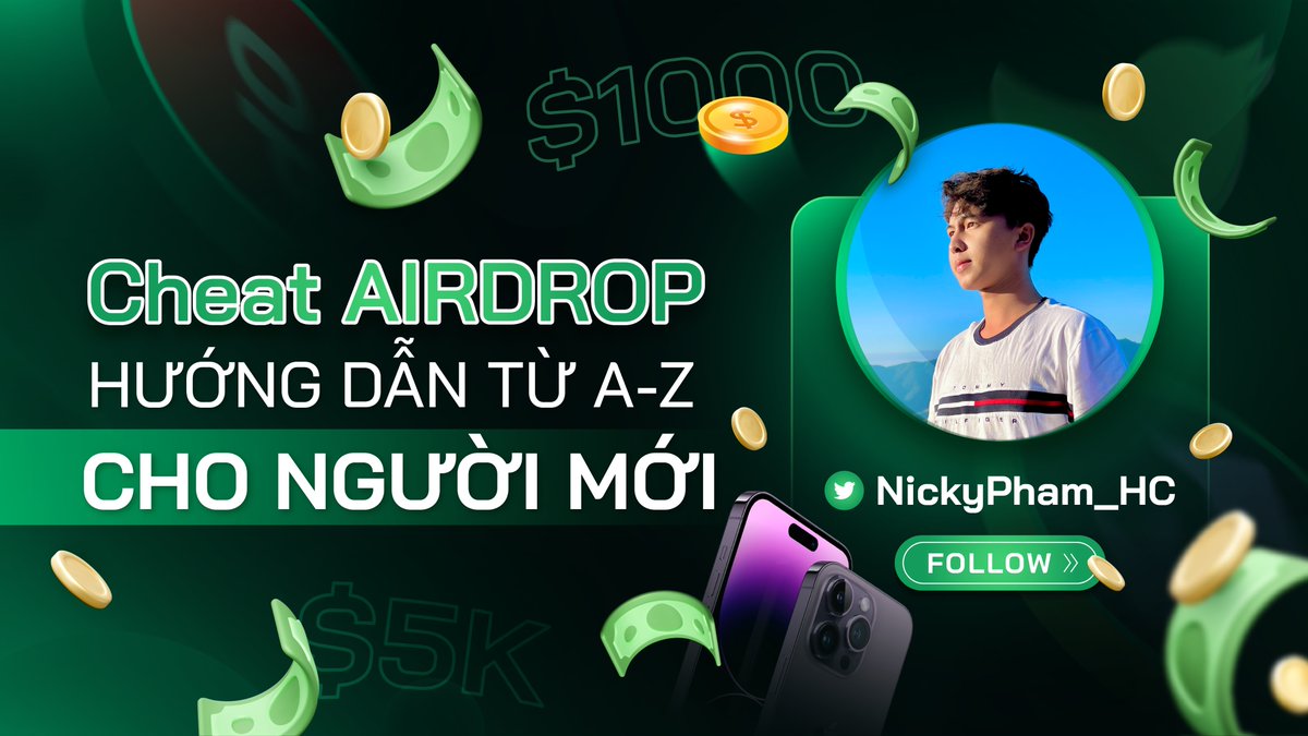 CÁCH CHEAT AIRDROP DÀNH CHO NGƯỜI MỚI PHẦN 1 Nhiều ae đặt ra câu hỏi làm sao để cheat được nhiều ví, acc, nuôi tài khoản, xoay IP,... Nên Retweet để lưu lại, nếu anh em muốn mình triển tiếp thì Tym để tạo động lực cho mình nhé Giải đáp thắc mắc ae👇