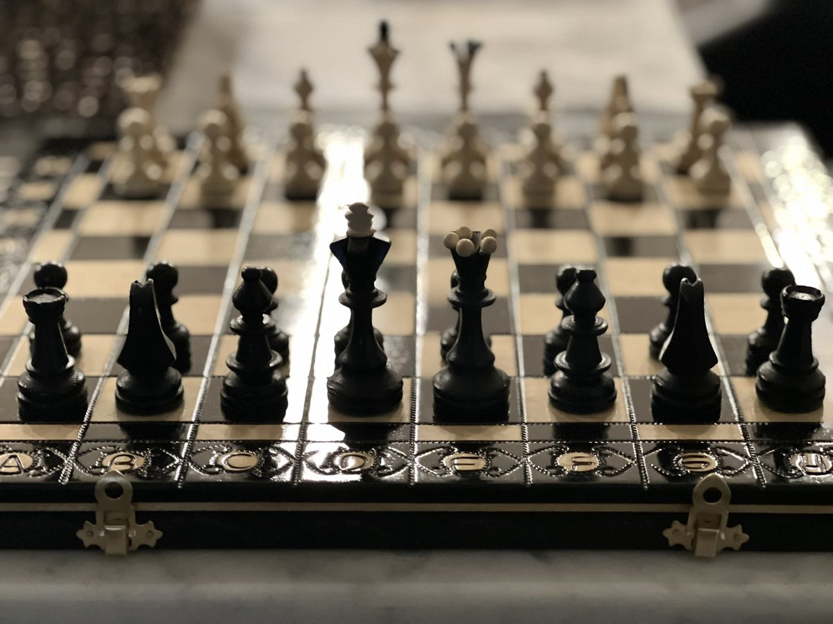 Docio87's tweet photo. Forgot how much I loved this game. New chess set. #ChessIsLife #Chess #64Squares #RuyLopez #CaroKann https://t.co/CT2yH6fXjf