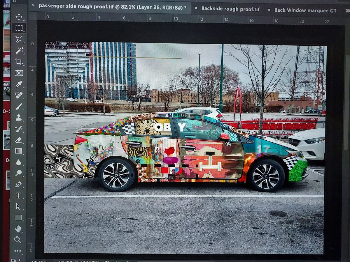 GrunDeMT's tweet image. #OBOY things are really start 2come 2gether design-wise!

The Cornell piece didn't fit as well as hoped into the real dimensions of the back window, but it served as a nice starting off point

I think the finished piece is a pretty swanky alternative

It'll be on perf.material•°