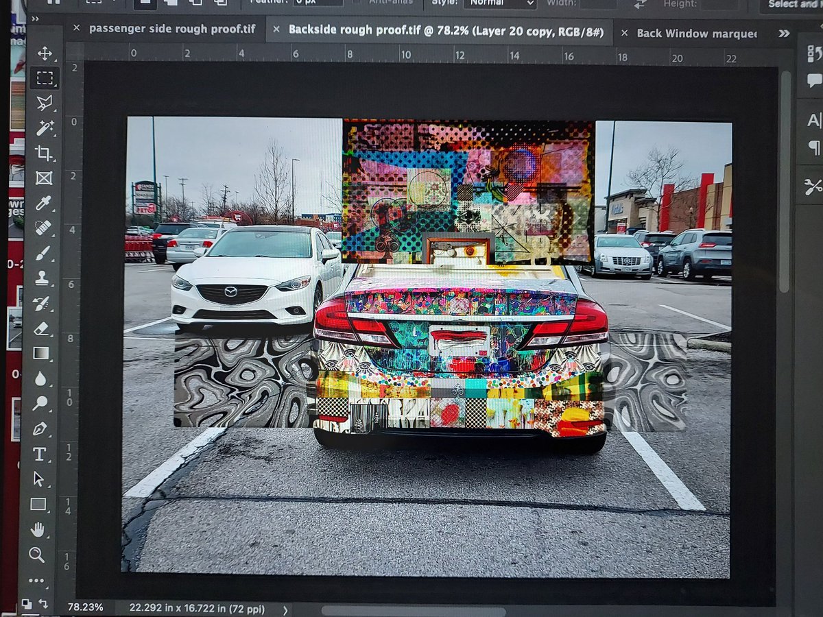 GrunDeMT's tweet image. #OBOY things are really start 2come 2gether design-wise!

The Cornell piece didn't fit as well as hoped into the real dimensions of the back window, but it served as a nice starting off point

I think the finished piece is a pretty swanky alternative

It'll be on perf.material•°