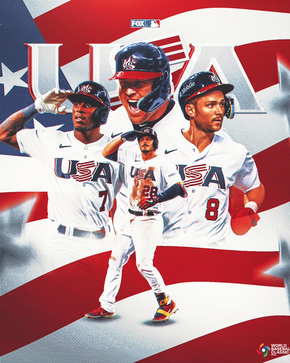 MLBONFOX's tweet photo. 🇺🇸🇺🇸🇺🇸

@USABaseball is moving on to the WBC Quarterfinals! https://t.co/AC3HgqNqCZ