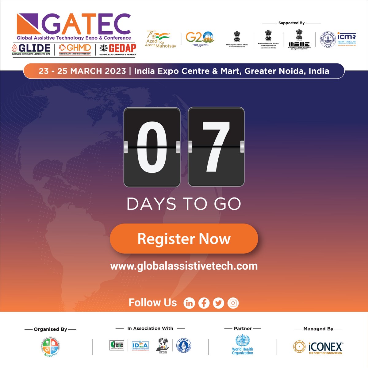 Glide4India's tweet photo. #GATEC2023 7 Days To Go

Register Now at https://t.co/QwViCaiTmX
Email Us at secretariat@globalassistivetech.com

#glide2023 #conference2023 #expo #AssistiveTechnology #healthcare #disablity #assitivetechnologyprogramme #medical #greaternoida #indiaexpocentre #iconex #innovation https://t.co/qD2Y8JvE7i