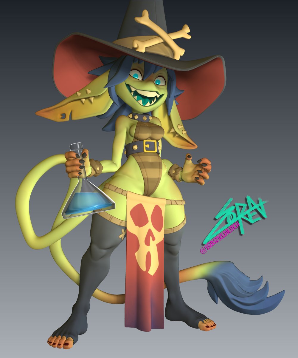 I made a 3D sculpture of my very favourite goblin made by the grand goblin master <a href="/ForestTheRotten/">Forest</a>. I beg you to go check out their stuff and give em a follow; I've been a massive fan of their art for so long and am so happy with how this sculpture turned out. 
More in comments⬇️