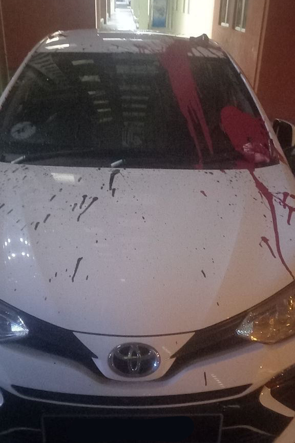 amerhadiazmi's tweet photo. Paint and acid thrown on Mentega Terbang director and actor's cars by assailants who also left death threats against them and family. https://t.co/dvK0y4hWvf