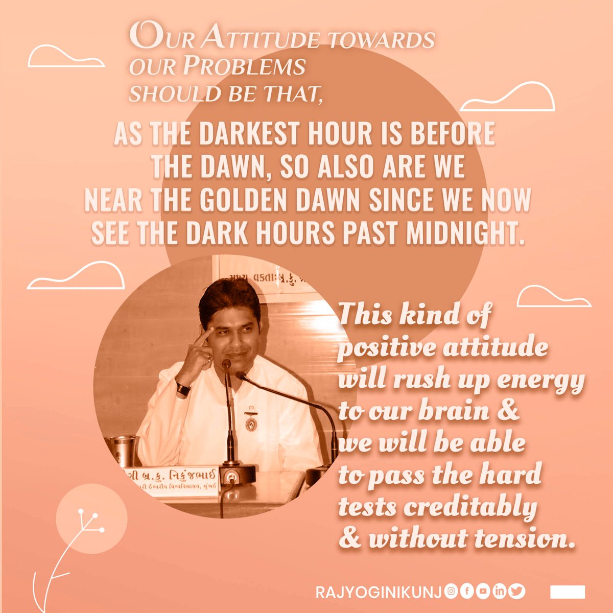 RajyogiNikunj's tweet photo. Our Attitude Towards Life Determines Life's Attitude Towards Us. #attitude #attitudequotes #attitude #problemsareopportunities #problemsolving #problems #managementmantra #reelsinstagram #reelsvideo #reelsindia #reels #shorts #quotes #lifequotes #yoga #brahmakumaris https://t.co/So6KrJOCQk