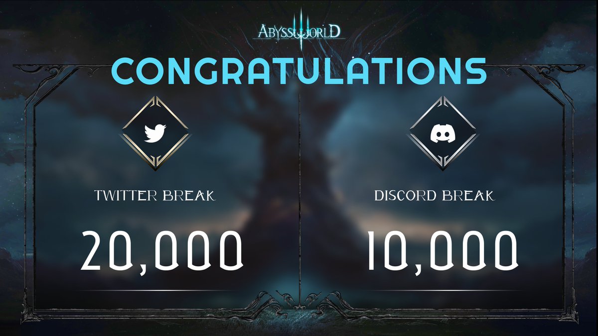 AbyssWorldHQ's tweet photo. Exciting news!🥳🎉

@AbyssWorldHQ  the biggest open-world dark fantasy Action RPG on Web3, now has 20K+ followers🤩

Thank you to our fantastic community for all the support so far👏

More exciting updates are upcoming✌🚀

#blockchain #Crypto #NFT #NFTGiveaways #Airdrops https://t.co/1YS5B9vKi9