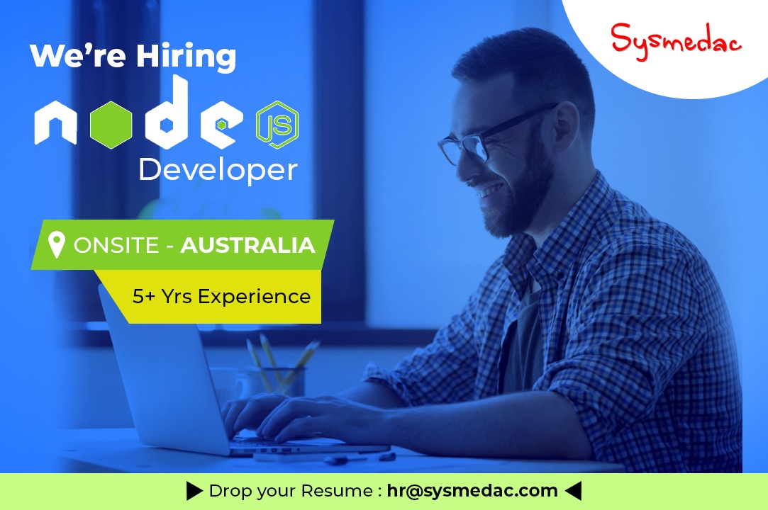 We are #hiring Node JS Developer
Onsite - Australia
Experience - 5+ years

Interested candidates Drop your resume to hr@sysmedac.com

#nodejs #nodejsdevelopers #nodejsdeveloper #node #nodejsjobs #nodejsdevelopment #nodedeveloper #onsitejob #onsitejobs #onsiteposition #onsitejobs