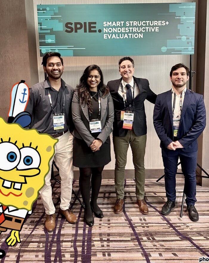sensors_group's tweet image. The (SENSORS) gang’s all here!!! Having a great time attending SPIE Smart Structure + NDE and learning about the latest research in SHM/NDT&amp;amp;E  🩺🌉 @SPIEtweets