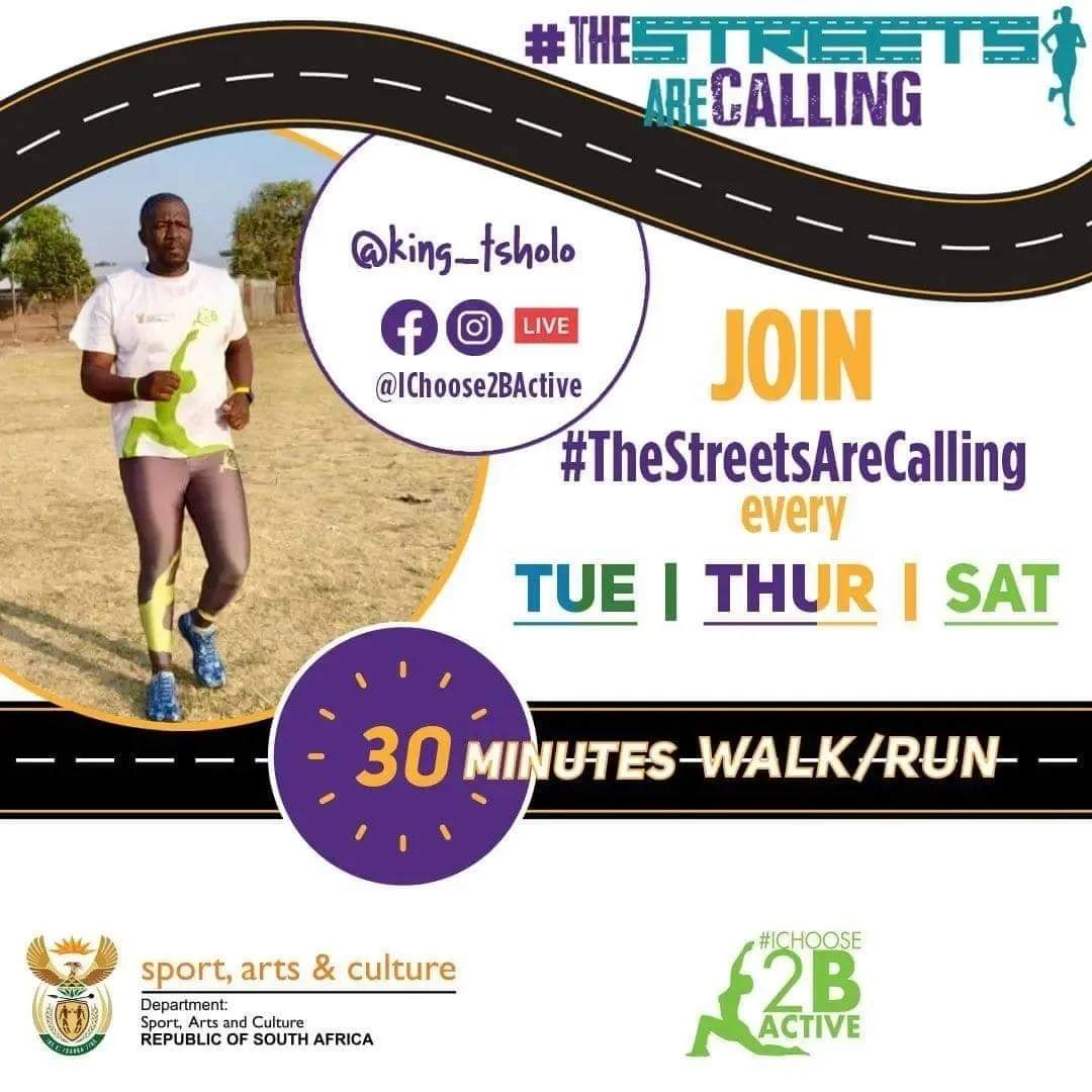 KingTsholo012's tweet photo. THURSDAY THE STREETS
ARE
CALLING π
DID U Answer By Doing Run or Walk 5km or 30Min Tag #TheStreetsAreCalling @IChoose2BActive
I Choose 2 B Activeβ¦HOW ABOUT YOU?
#TheStreetsAreCalling
#IChoose2BActive
@IChoose2BActive
#LifeLongWellnessCulture
#LovingYourself
#SelfLov https://t.co/iOLLYlPzMf