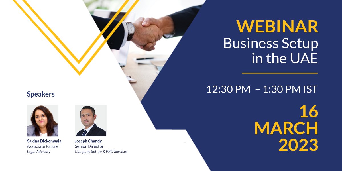 MBGCorpServ's tweet photo. In our upcoming webinar, we will give a detailed overview of how to set up a business in the UAE.
Register to secure your spot
https://t.co/8X9v2pKB90
.
#mbg #webinar #businesssetupinuae #businesssetup https://t.co/js9GTSBLeE