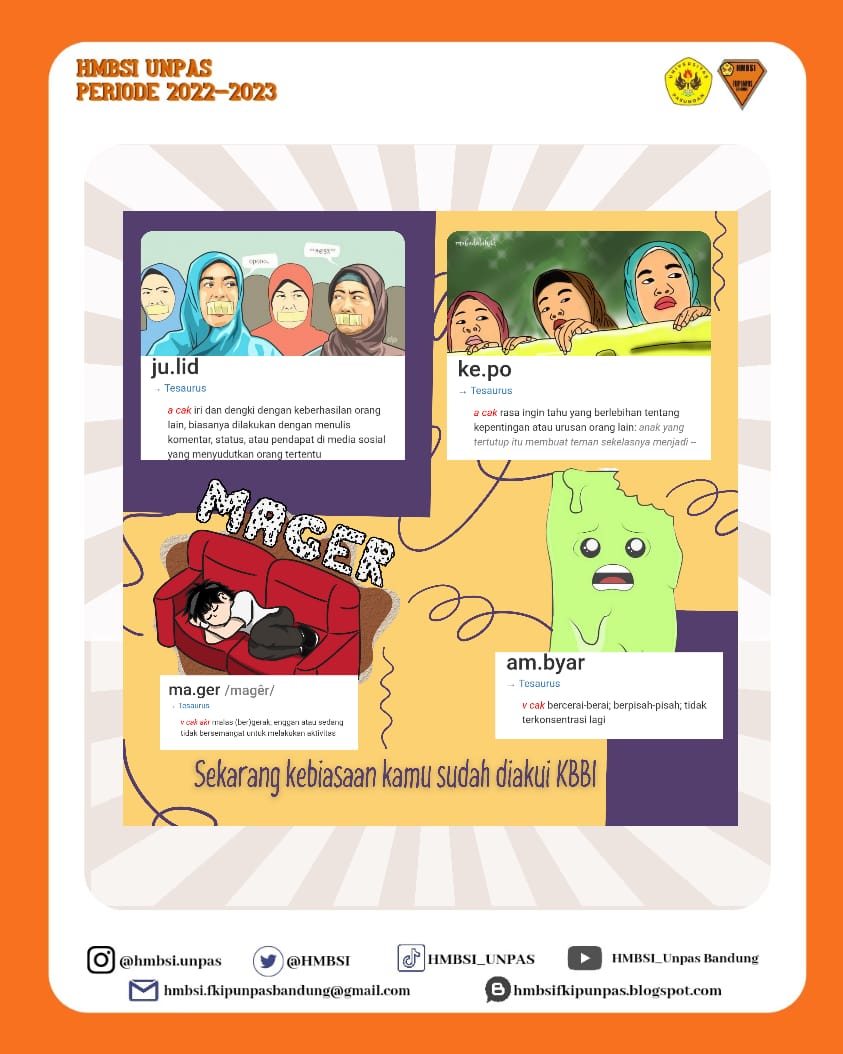 KBBI nambah anggota lagi nih 🫣

Jadi, beberapa waktu yang lalu KBBI secara resmi menambahkan kosa kata baru dalam kamusnya. Menariknya, kosa kata terdengar nyeleneh bahkan mungkin membuat kita bertanya-tanya, 
"kok bisa masuk KBBI?"🤔

sumber : Kemendikbud.go.id