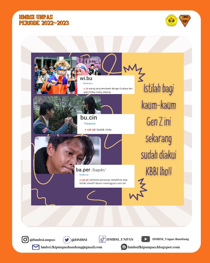 hmbsi_unpas's tweet photo. KBBI nambah anggota lagi nih 🫣

Jadi, beberapa waktu yang lalu KBBI secara resmi menambahkan kosa kata baru dalam kamusnya. Menariknya, kosa kata terdengar nyeleneh bahkan mungkin membuat kita bertanya-tanya, 
"kok bisa masuk KBBI?"🤔

sumber : https://t.co/llB3iOmeR3 https://t.co/r5aClTdHhV