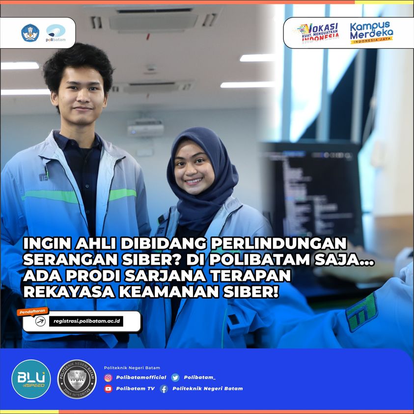 polibatam_'s tweet photo. Berbagai Prestasi Prodi Rekayasa Kemanan Siber seperti Juara 1 di KMIPN IV dan Juara 2 di MetaCTF CuberGames International 2021.
Pendaftaran online silahkan klik https://t.co/fz9mRxXZQ9
#Polibatam #HumasPolibatam https://t.co/n36IDJkDgj