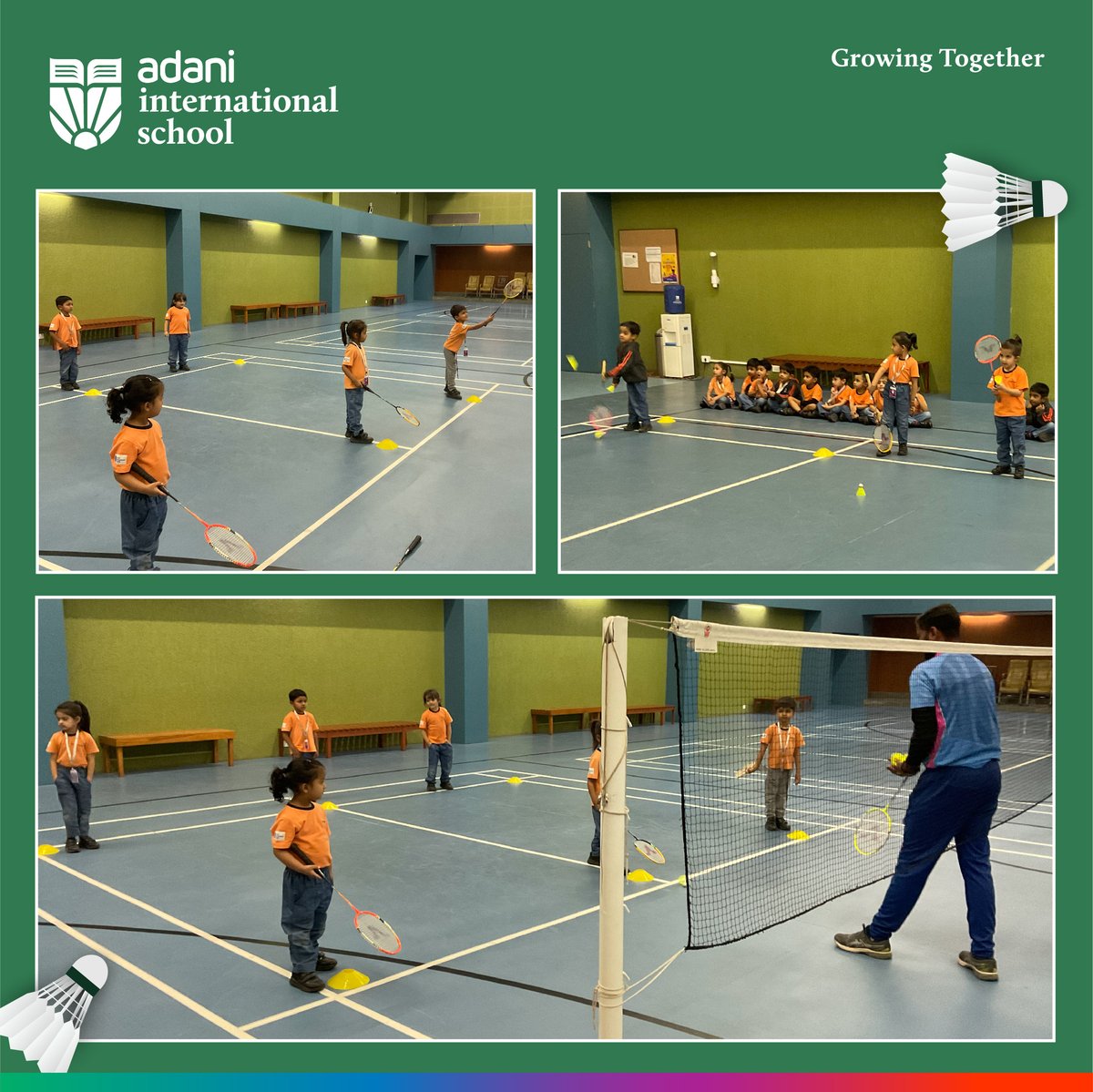 AdaniIntSchool's tweet photo. Young Adanians learned the basics of badminton at the Belvedere Club Badminton Court under the guidance of seasoned coaches. The learners followed the coaches' instructions closely and enjoyed every moment spent on the court. #GrowingTogether #LittleAdanians #BadmintonPractice https://t.co/KqhAQeqtnT