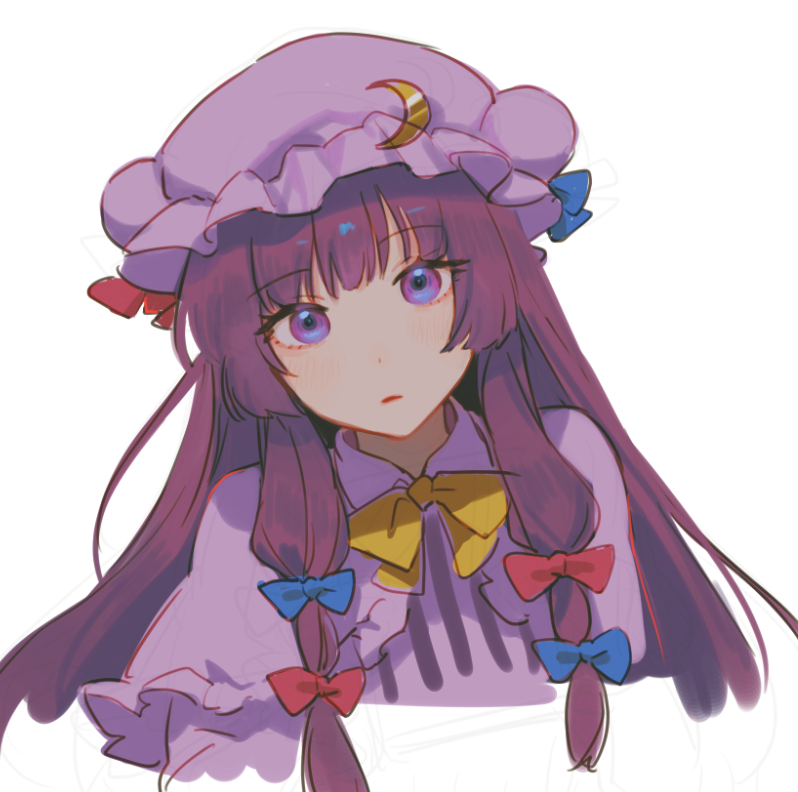 patchouli knowledge 1girl solo hat long hair purple hair purple eyes crescent  illustration images