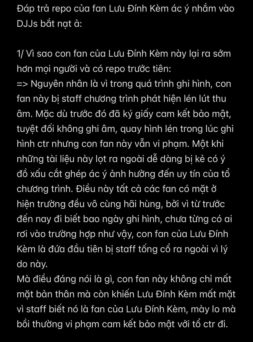 yydexiaofanqie's tweet photo. Vì đọc được một số repo ác ý nhắm vào DJJs nên một DJJs có mặt ở hiện trường đã lên tiếng đáp trả

(lưu ý: chỉ trans sơ lược, mọi thắc mắc qua bển tìm bả vì tao ko có đi ghi hình) https://t.co/2rz62j0hGN
