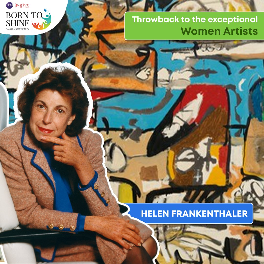 Helen Frankenthaler's 1952 painting "Mountains and Sea" broke new ground, transitioning art from abstract expressionism to colour field painting. As a true colorist, she poured paint onto raw canvas, forming shapeless, abstract shapes. 
<a href="/ZEECorporate/">ZEE</a> <a href="/GiveIndia/">Give</a>
#BornToShine