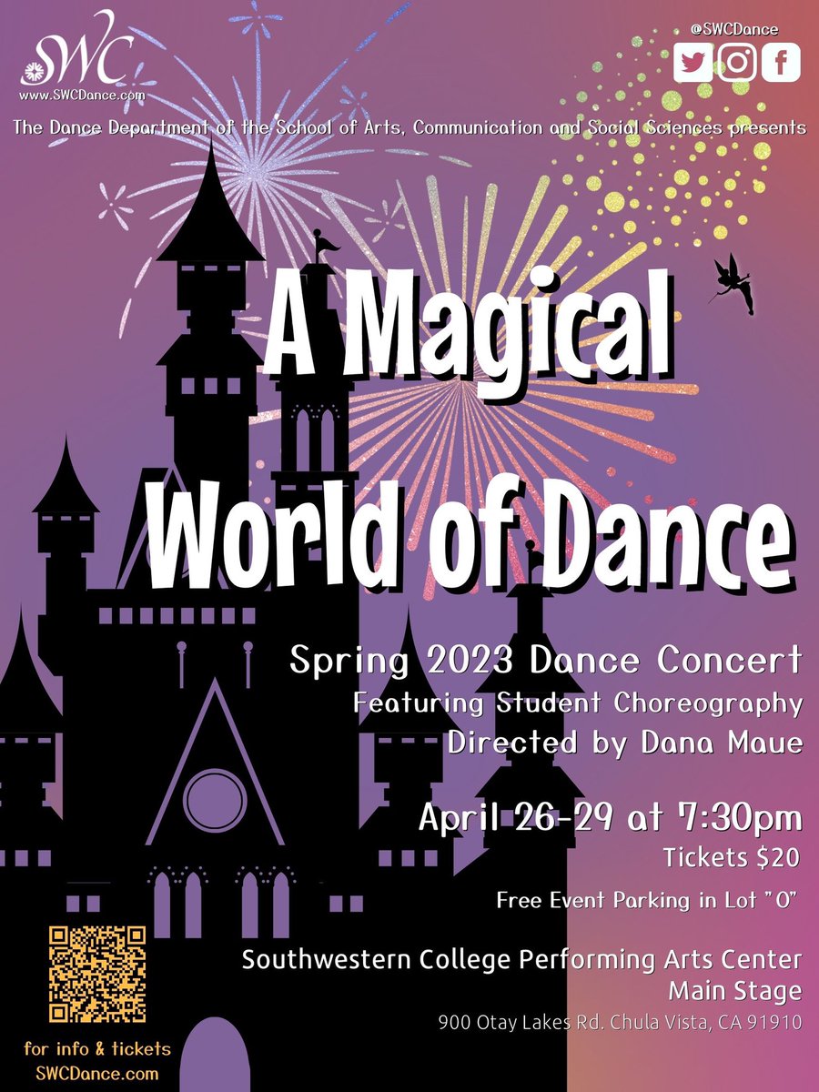 SWCDance's tweet photo. ππππ πππ ππππ for our spring 2023 dance concert, πΌ πππππππ‘ ππ€π§π‘π π€π πΏππ£ππ
β’
#swcdance #danceprogram #swc #collegedance #dance #danceconcert #amagicalworldofdance #danceprogram #savethedate #danceshow #springshow #wehaveadanceprogram #chulavista https://t.co/0LzksIDWUC