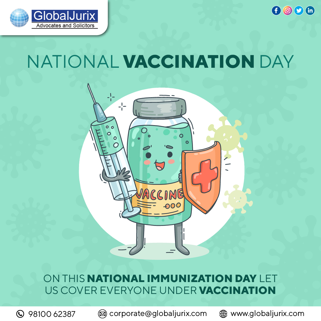Vaccine is a good way to keep yourself protected from various Diseases. Warm wishes on National Vaccination Day to all.

#nationalvaccinationday #vaccinationday #vaccinationday2023 #vaccination #vaccinationdone✔️ #immunity #poliofree #prevention #health #globaljurix #toplawfirm