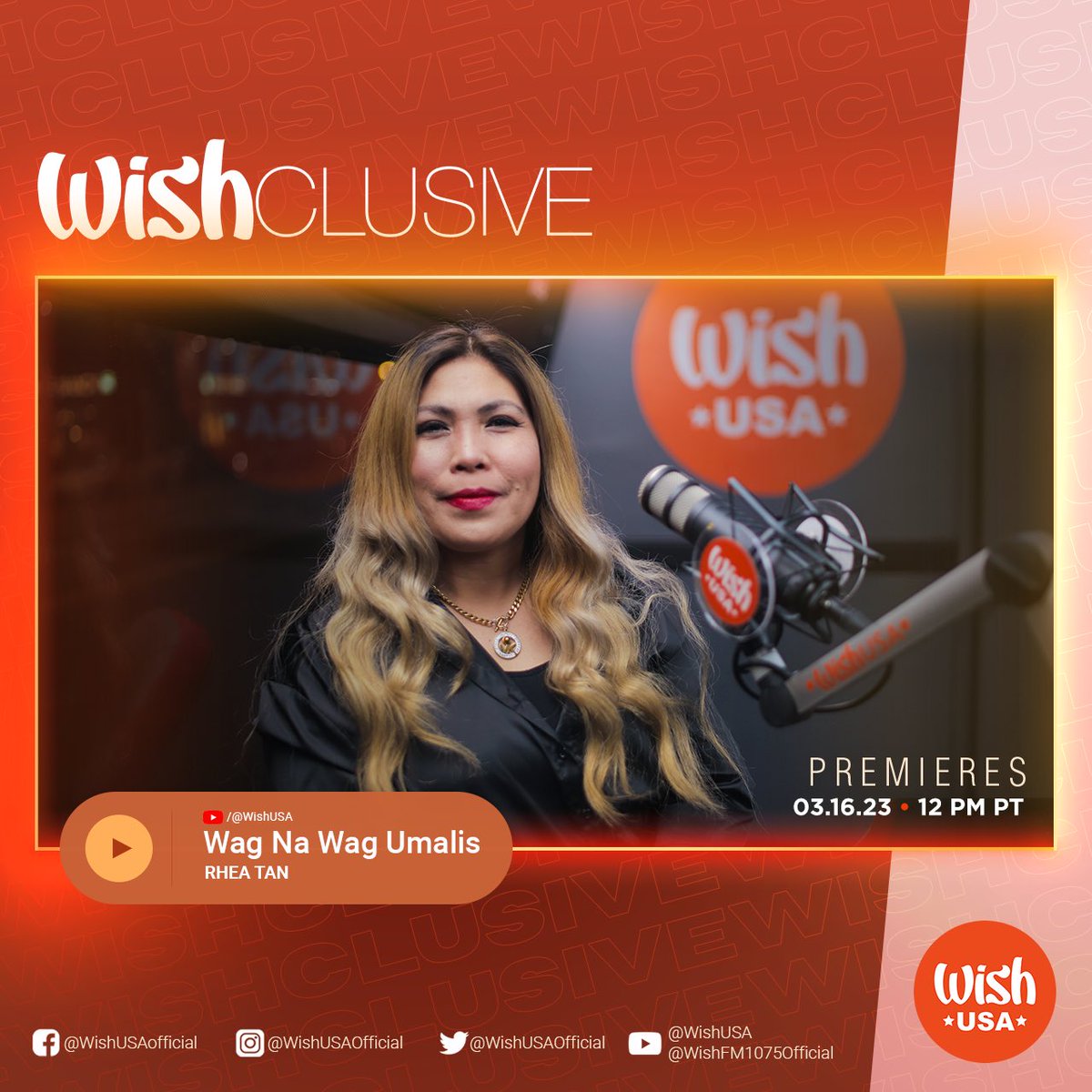 wishusaofficial's tweet photo. Don't miss the premiere of Rhea Tan's "Wag Na Wag Umalis"!

The Wishclusive will be airing today on our YouTube channel!
#WishBus #WagNaWagUmalis #RheaTan https://t.co/AIgj8oDZHA