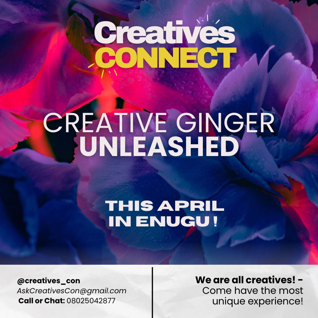 Creatives__con's tweet photo. Enugu Creatives, this is for you!

Come and display your art, crafts, products to a vibrant audience.🔥

Great opportunity with Limited slots.
Enjoy great profit margins from your sales.🏷️

#CreativeGingerUnleashed🫧
#Art #CreatorEconomy #VR #Oscar #earthquake https://t.co/CExMZBueI6