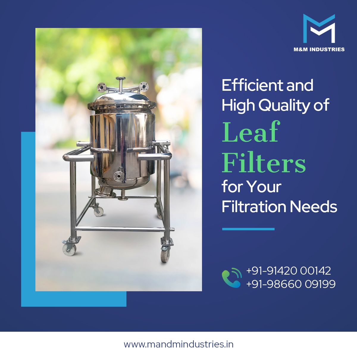 mmindustriesvsp's tweet image. Upgrade your filtration process with advanced technology leaf filters! Our leaf filters are designed to Improve Efficiency, Reduce Maintenance, and Enhance product Quality. 

#leaffilters #advancedtechnology #filtrationprocess #efficiency #quality #Technology #EfficientFiltration