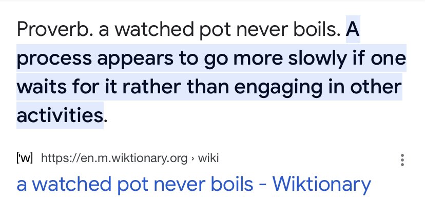 paulineciuputri's tweet photo. Buat temen temen yang lagi nunggu pengumuman interview IISMA yang ga kunjung muncul… I understand the anxiety. 😊 But have you ever heard of the proverb, “A watched pot never boils” ? https://t.co/g8pw4gtHEd