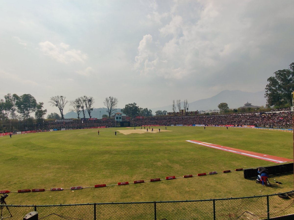 CricketBadge's tweet photo. An incredible honour to welcome the Honorable Prime Minister, Mr. Pushpa Kamal Dahal to the ground today before the National Anthems 🇳🇵

This feels like the biggest day in Associate Cricket history, the perfect grand finale showpiece to a brilliant @ICC Cricket World Cup League 2 https://t.co/fpnpus0xl5