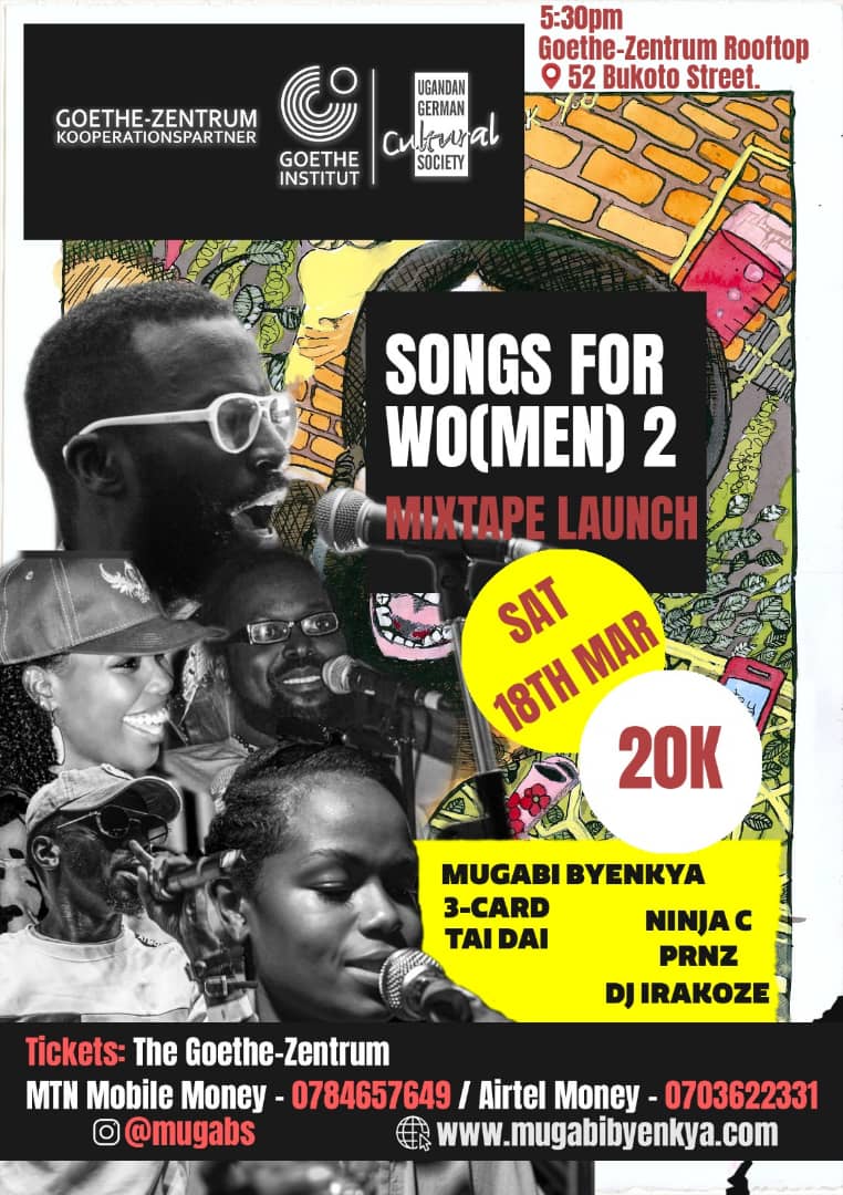 Happening this Saturday at <a href="/GZ_Kampala/">Goethe-Zentrum Kampala/UGCS</a>! Tosubwa!
<a href="/mugabsb/">Mugabi Byenkya</a> <a href="/TheeNinjaC/">TheeNinjaC</a> <a href="/threecardmusic/">3-Card</a> <a href="/taidaiofficial/">Tai 🦋</a>  <a href="/DeejayIrakoze/">Dj Irakoze</a>