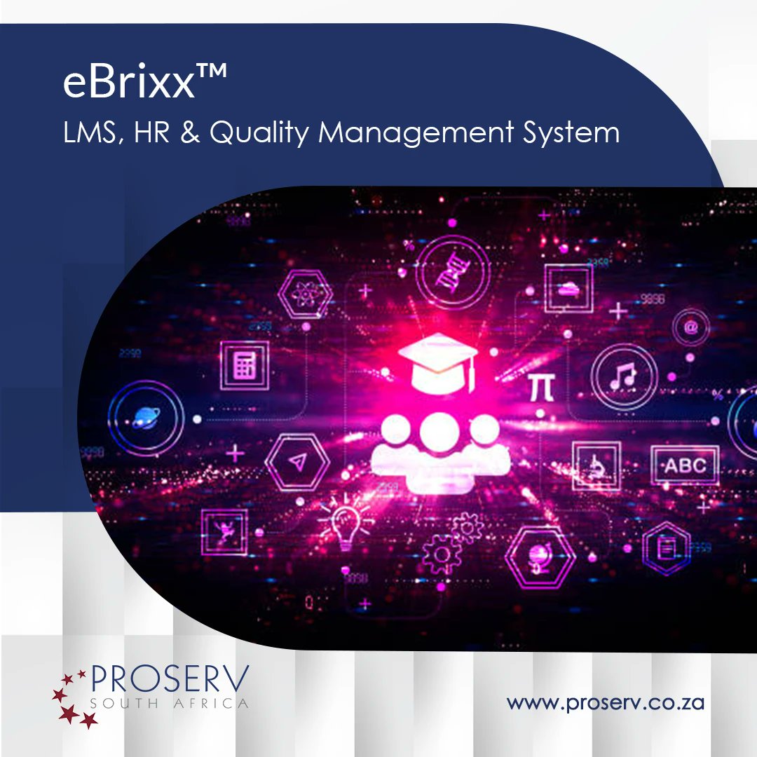 ProServZA's tweet photo. The #eBrixx #LMS administers & manages training & statutory reporting, including #SAQA, #SETA, and #DoL Reports. LEARN MORE https://t.co/1pktcSTeDo #BrowserBased #QualityManagement #OnlineLearning #ProServSA #HR https://t.co/CCN6Gl0cJe