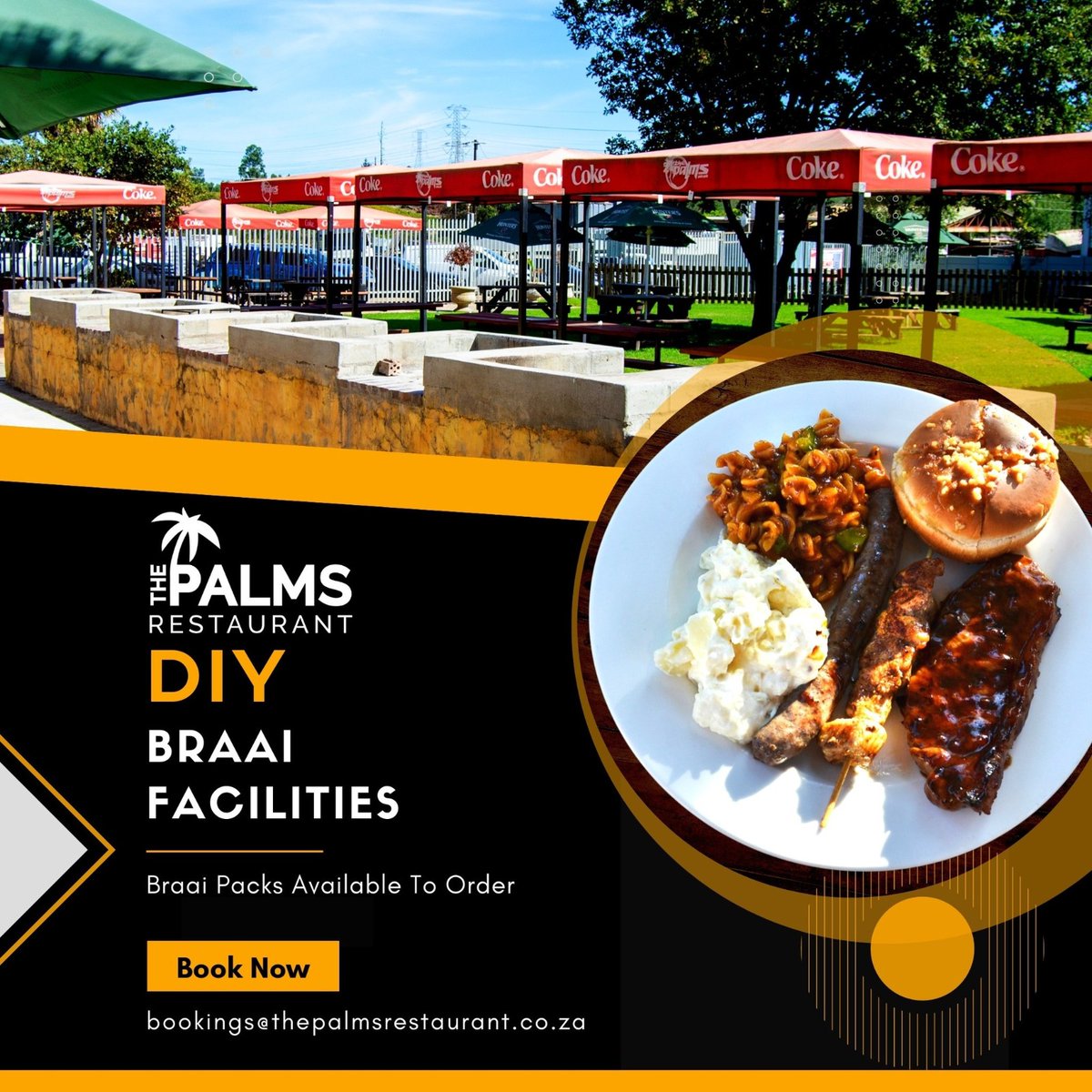 ThePalmsWC's tweet photo. Get down to The Palms Pub &amp; Grill for some quality braai time!! 
🌴🔥 Steak &amp; Lamb braai packs as well as our DIY braai facilities are available on request!

#braai #ThePalms #DIYbraaipacks #familytime #lekker #brackenfell #westerncape #onsgaannoubraai #summertime #summer https://t.co/LHDZQHQUgg
