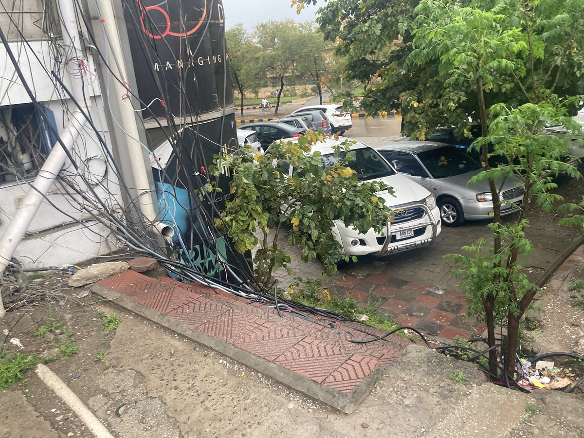 RAZASHOAIB's tweet photo. Electricity cables have covered stairs outside HBL branch in F11 Markaz. Please fix it other it can cause some serious accident @IESCO_Official @CDAthecapital @dcislamabad @Noormengal_ https://t.co/P8zfMsXXsE