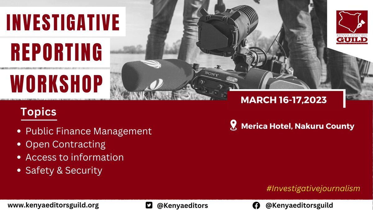 The training of journalists on investigative reporting is underway at the Merica hotel, Nakuru county. #Investigativejournalism