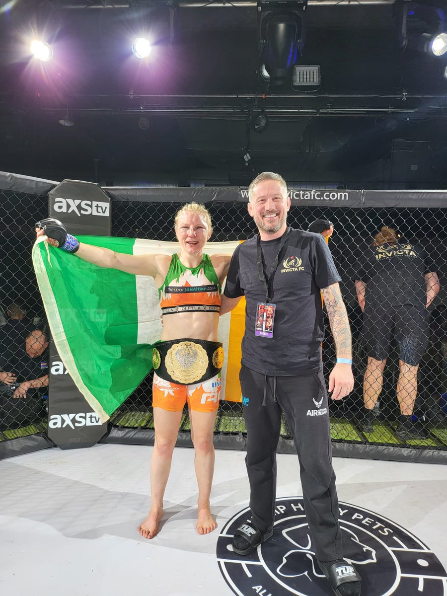 Danni McCormack wins the strawweight title and becomes the first ever Irish Invicta FC Champion. She earns the victory via decision (49-46 x2, 48-47). What a birthday! 🏆 #InvictaFC52