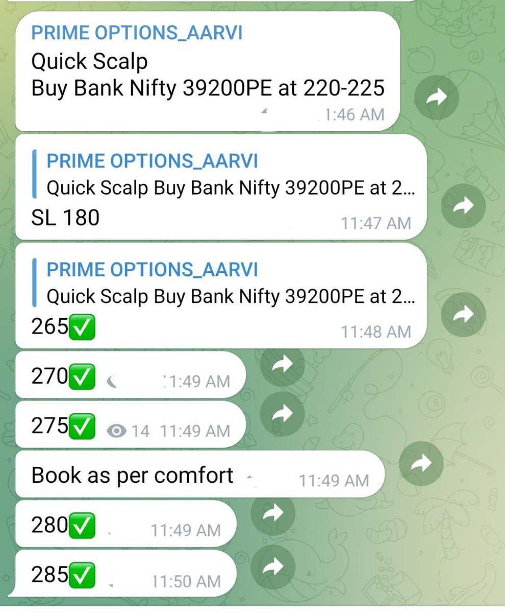What an amazing day...

✅Nifty 16800 CE 90 to 200+++
✅Banknifty 39000 PE 210 to 385+++ done 
✅Banknifty 39200 PE 220 to 320+++

#trading #OptionsTrading #banknifty #Nifty