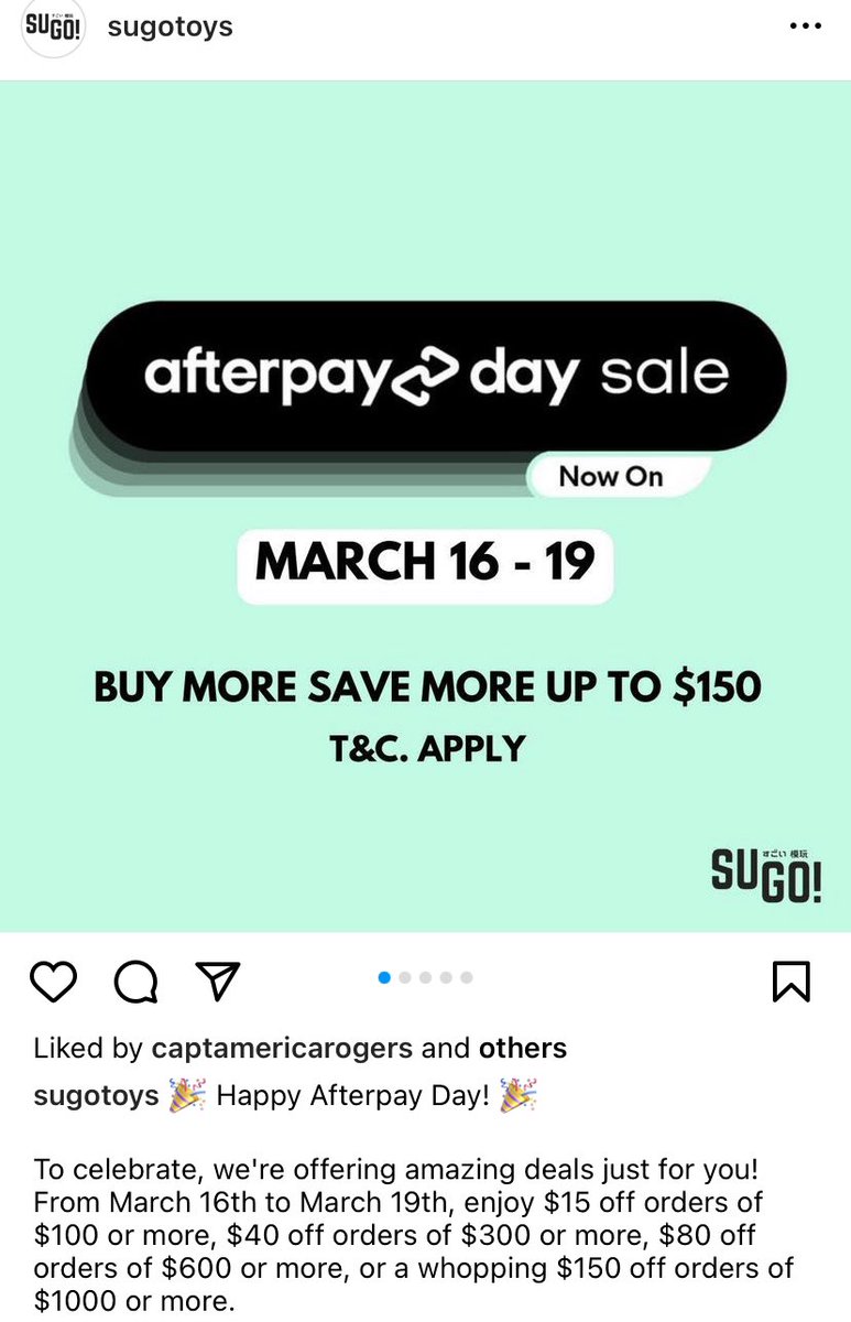 foxfornaught's tweet photo. To those living in ๐ฆ๐บ @SugoToys has quite a good deal aka sale going on thanks to @afterpay_au day โค๏ธ
Great way to save a bit of money imo #adultcollector #statuecollector #geek #nerd #toys #afterpay #afterpayday https://t.co/88Tnn5gllI